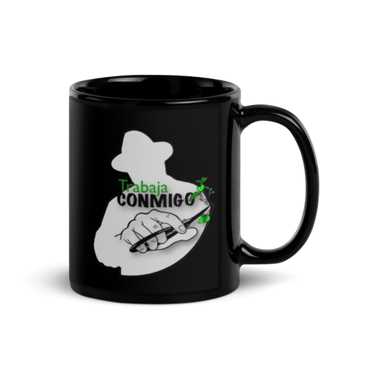 Trabaja Conmigo Black Glossy Mug