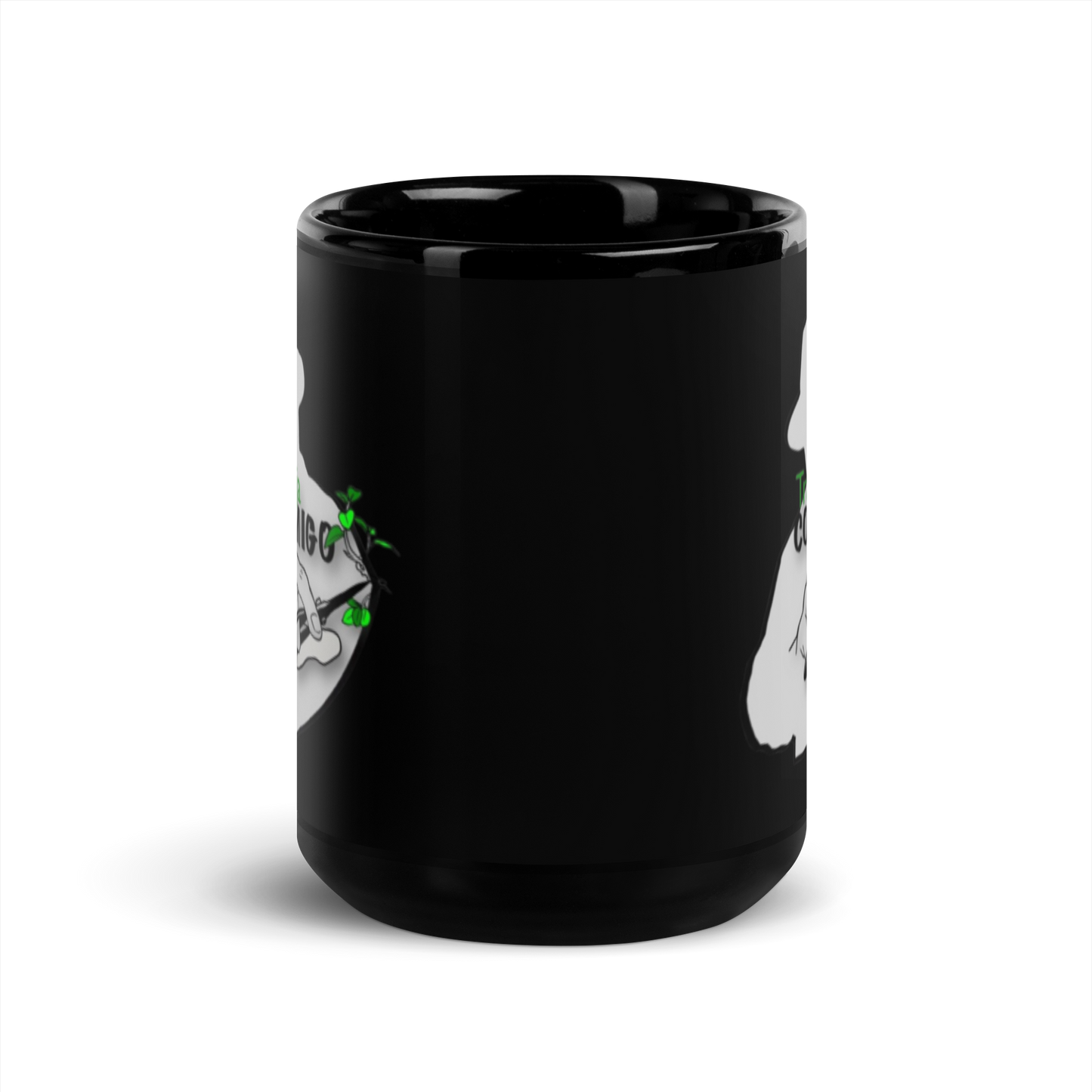 Trabaja Conmigo Black Glossy Mug