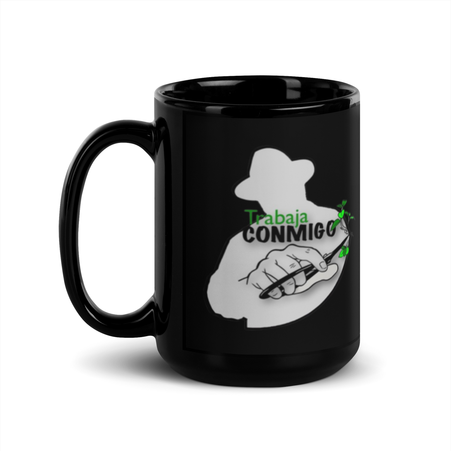 Trabaja Conmigo Black Glossy Mug