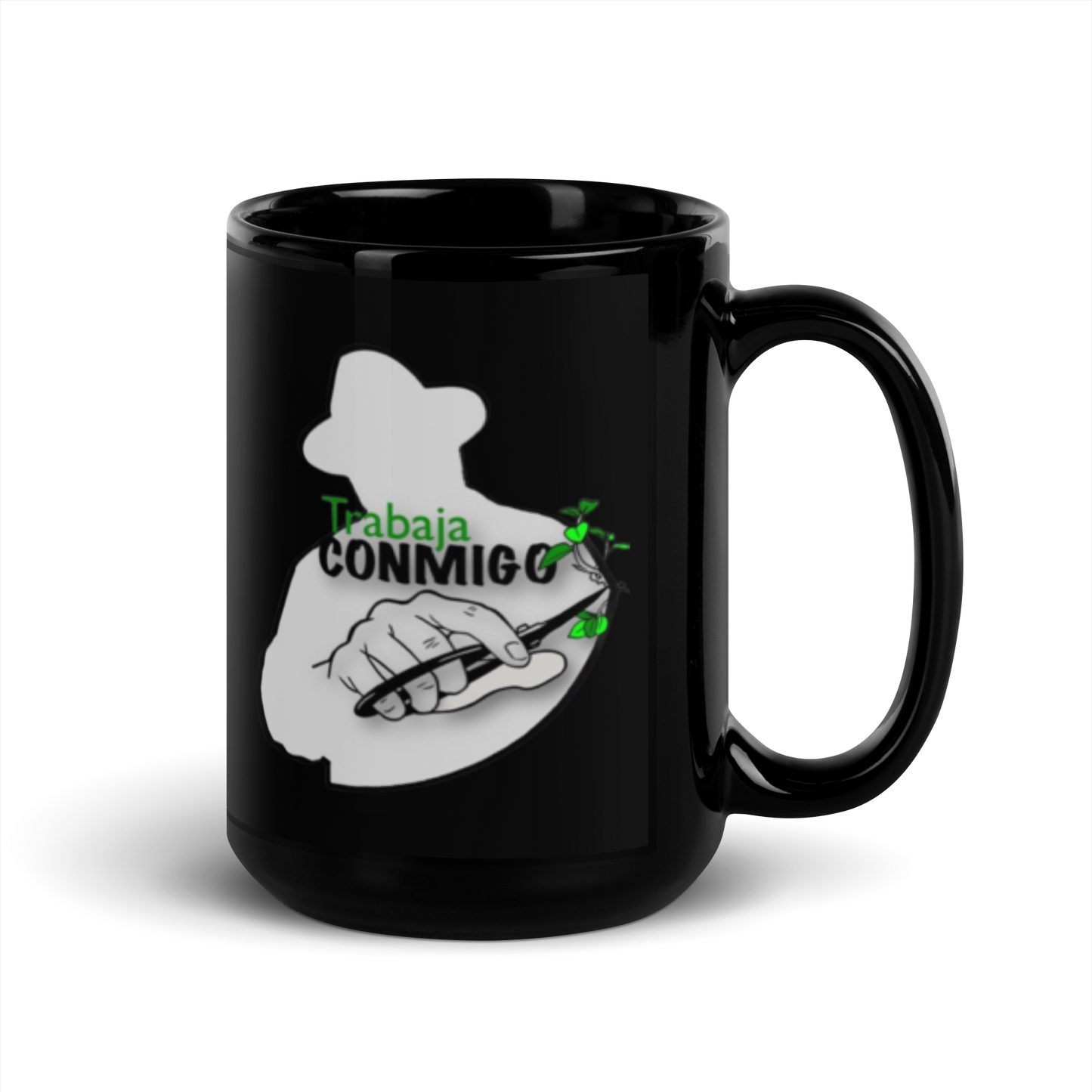 Trabaja Conmigo Black Glossy Mug