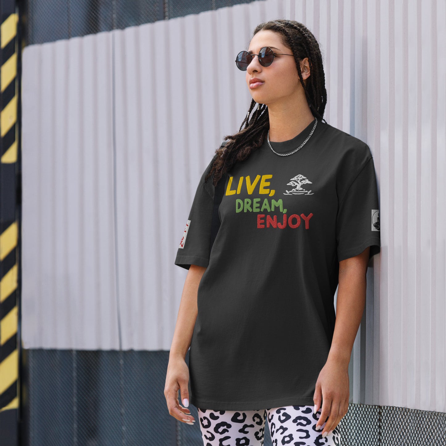 Live, Dream Enjoy Oversized faded t-shirt