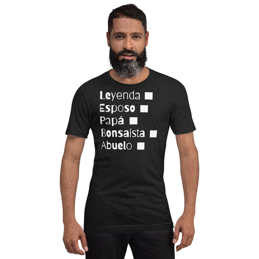 Bonsaista, Leyenda, Papa o Abuelo.Camiseta de manga corta unisex