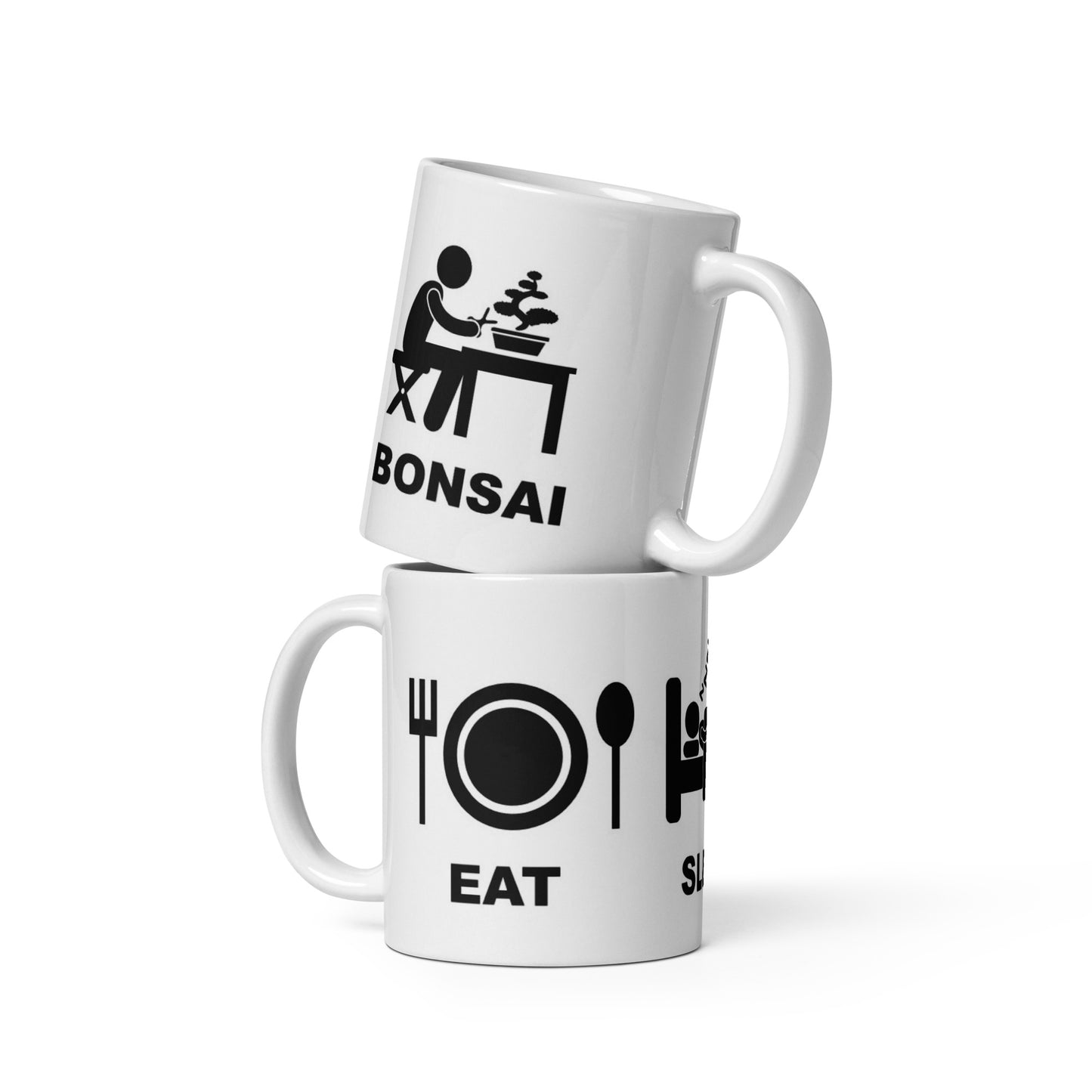 Eat, Sleep Bonsai White glossy mug