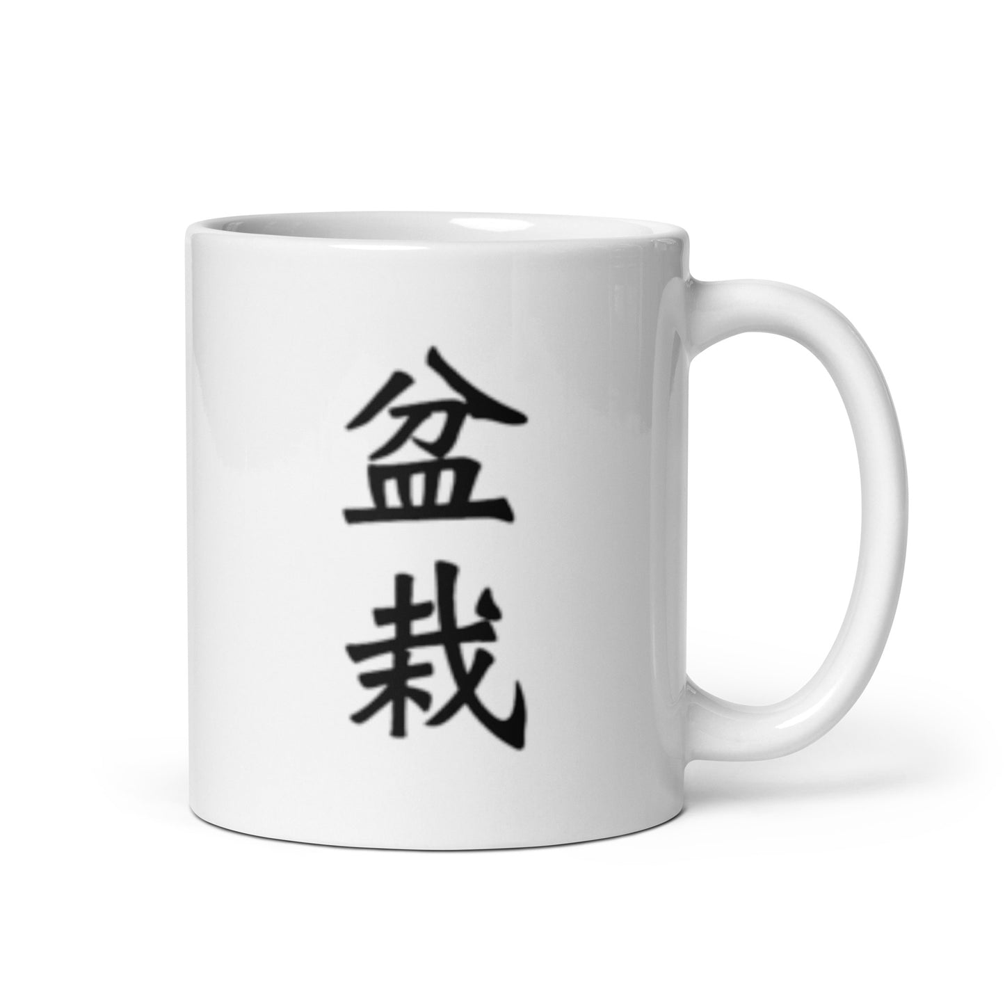 Bonsai 1  with kanji (Bonsai) letters White glossy mug