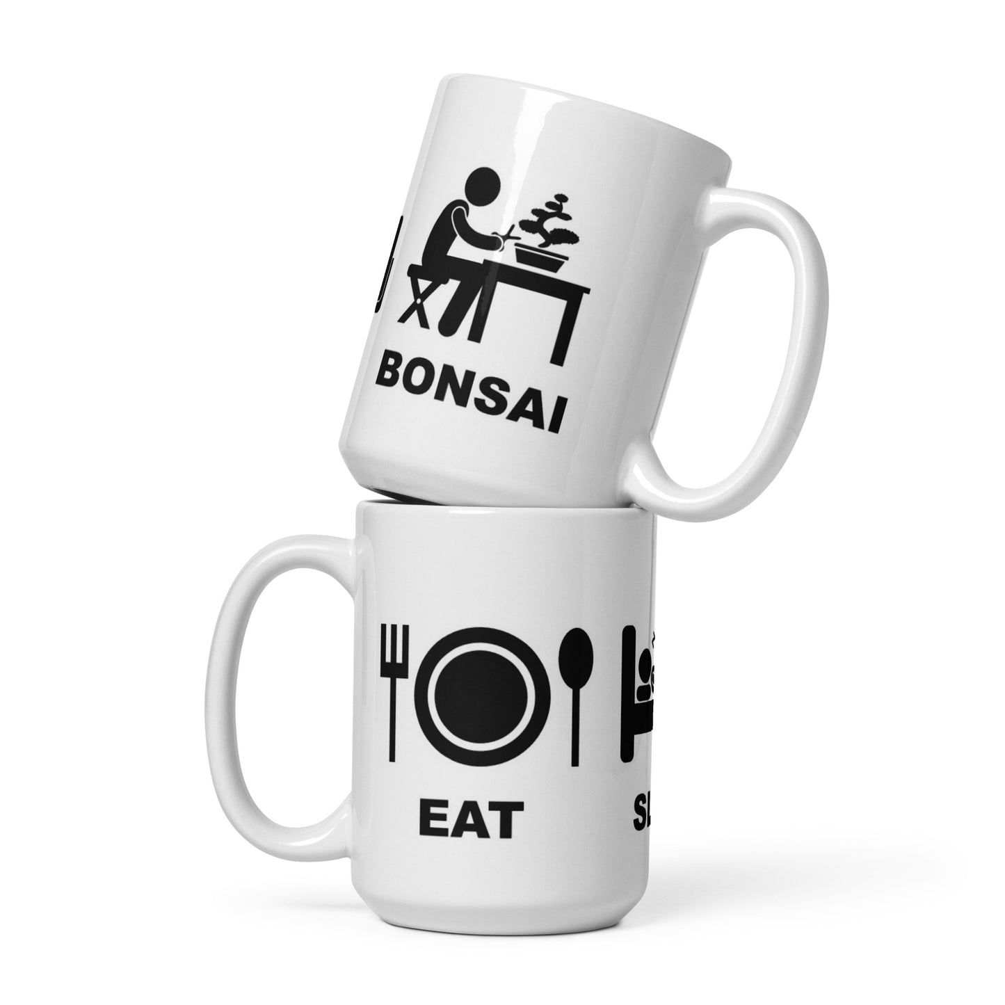 Eat, Sleep Bonsai White glossy mug