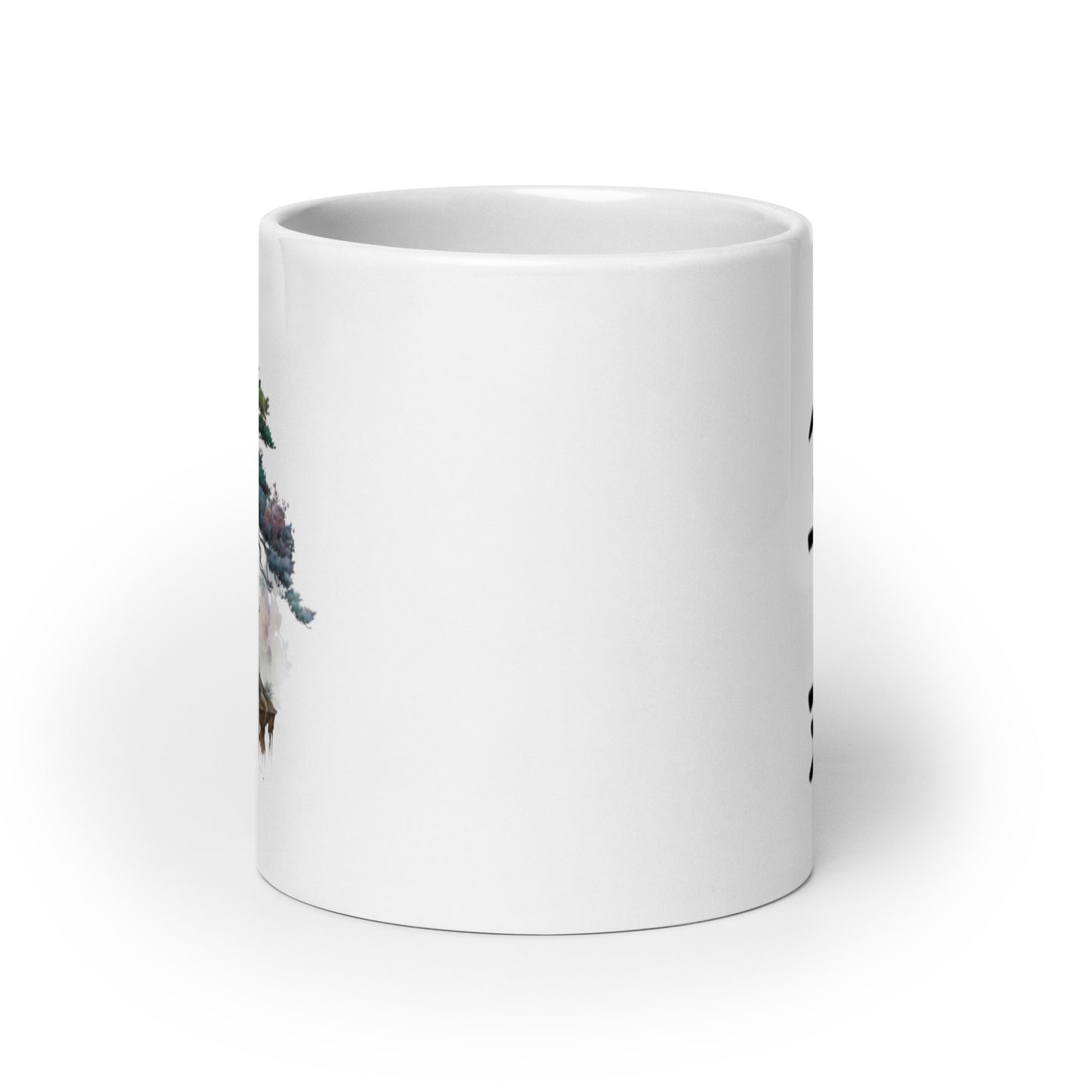 Bonsai 1  with kanji (Bonsai) letters White glossy mug