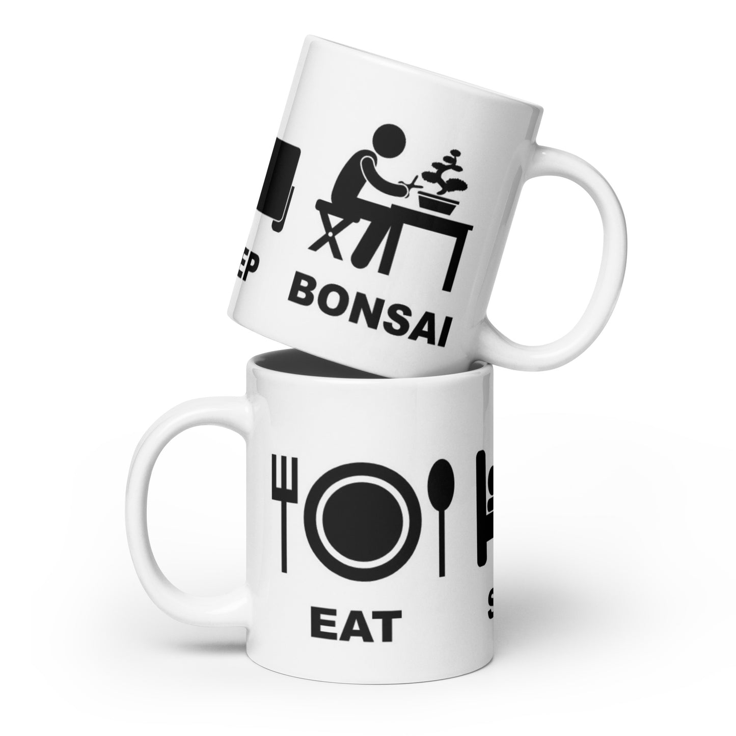 Eat, Sleep Bonsai White glossy mug